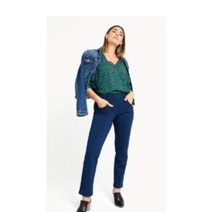 Betabrand Navy Slim Straight Pants